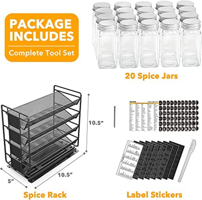 Pull Out Spice Rack Organizer with 20 Cans