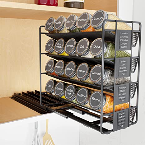 Pull Out Spice Rack Organizer with 20 Cans