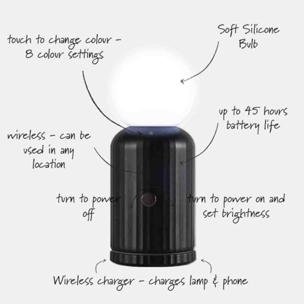 Wireless Lamp and Charger - Black