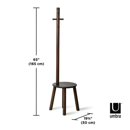 Pillar Stool and Coat Rack - Black