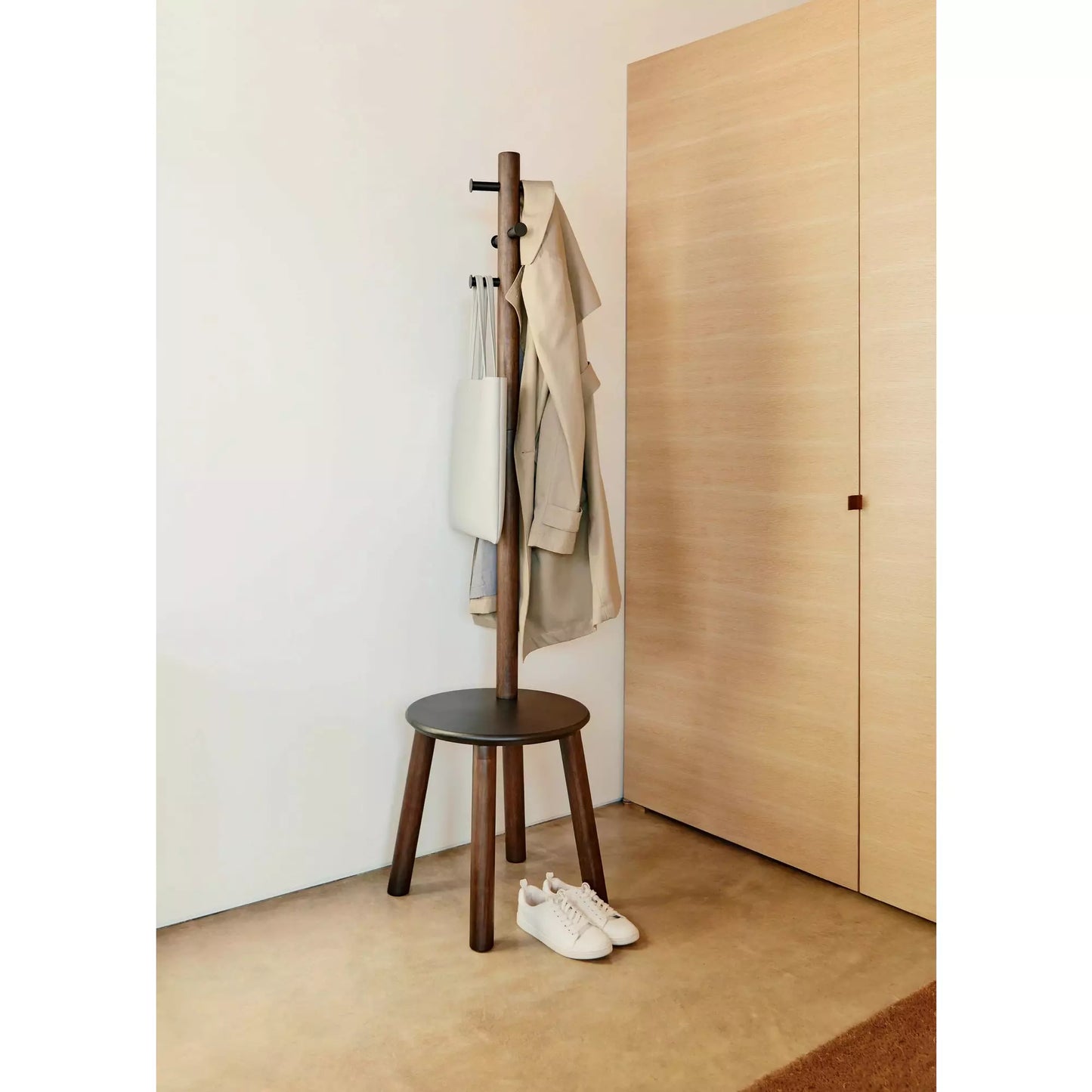 Pillar Stool and Coat Rack - Black